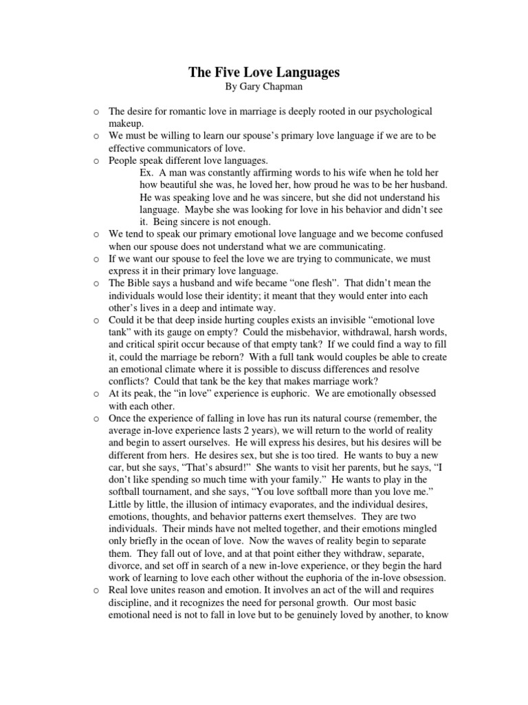 Understanding the Five Love Languages | PDF