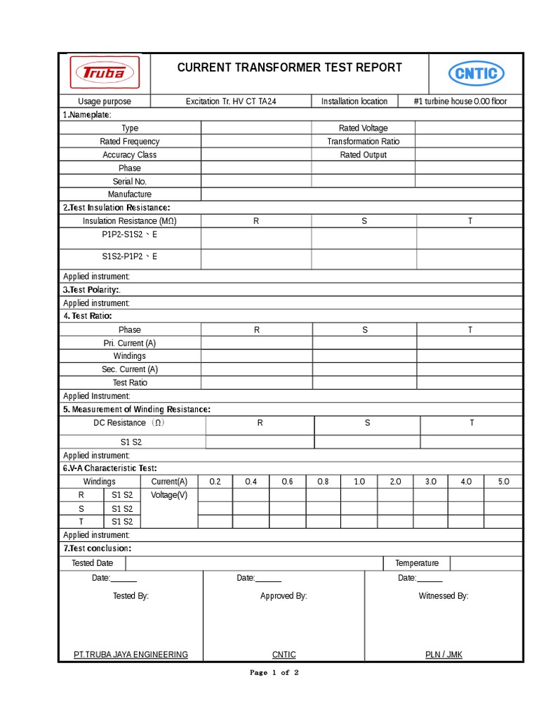 Current Transformer Test Report 1.nameplate PDF