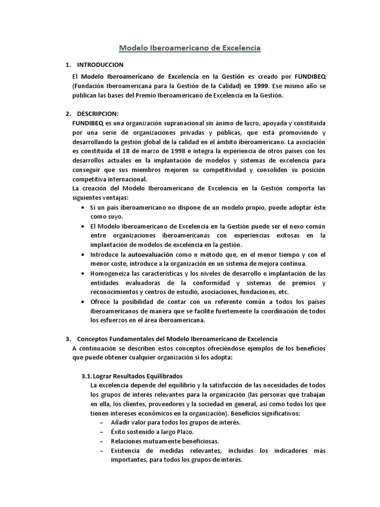 Modelo Iberoamericano de Excelencia | PDF | Recursos humanos | Planificación