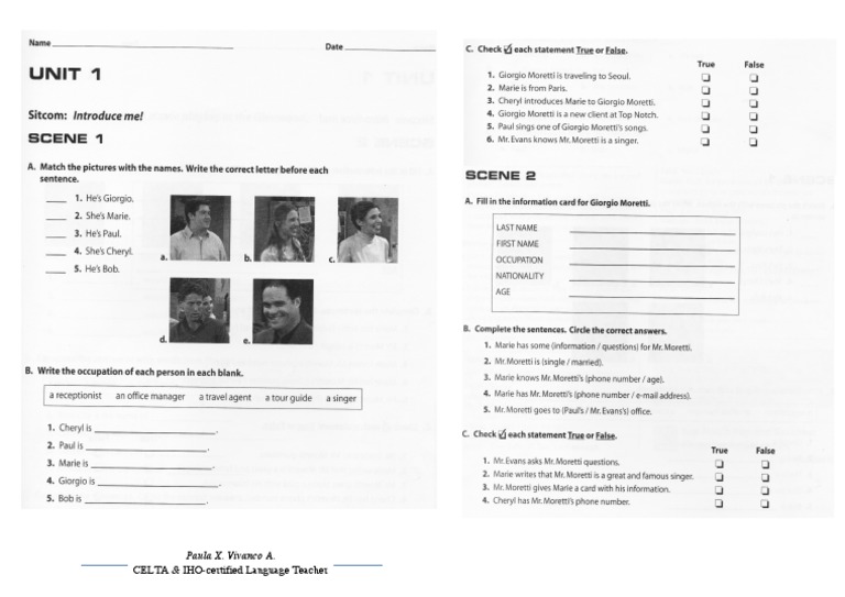 Top Notch 1 Unit 1 Video Activity PDF PDF Language Education