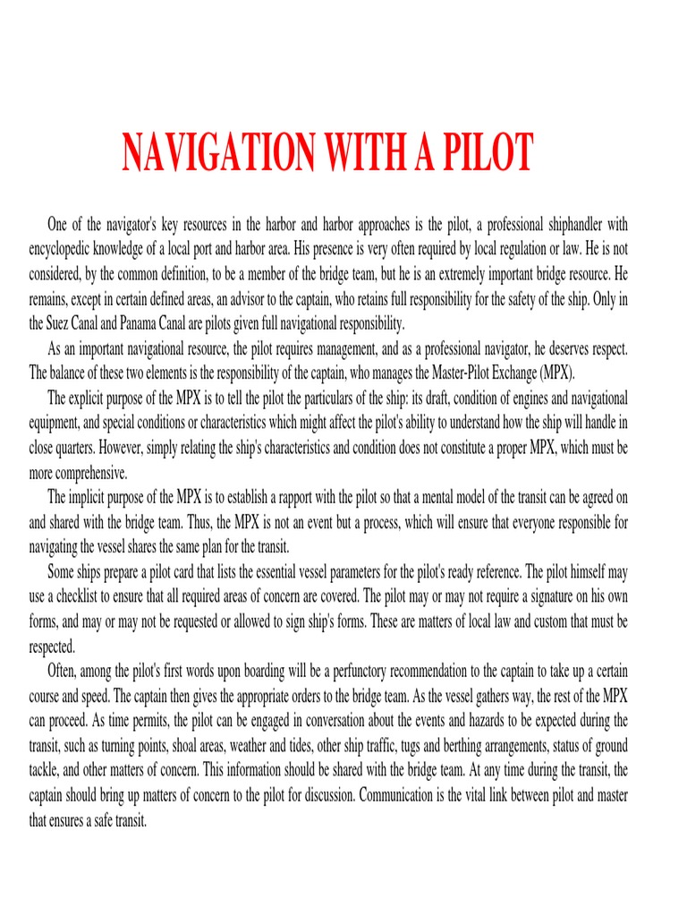 Navigation With A Pilot Pdf Maritime Pilot Sea Captain