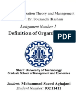 Organization Theory and Management Assignment - MBA at Sharif University of Technology