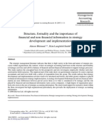 Structure, Formality and The Importance of Financial and Non-Financial Information in Strategy Development and Implementation