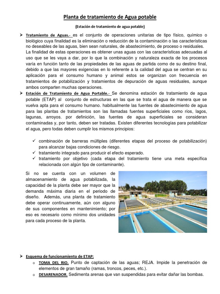 Planta de Tratamiento de Agua Potable | PDF | Tratamiento de aguas ...