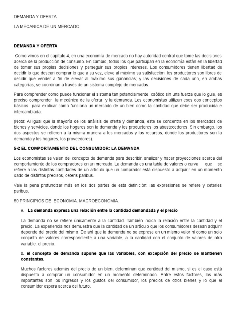Mecánica de Oferta y Demanda en Mercados | PDF | Curva de demanda ...