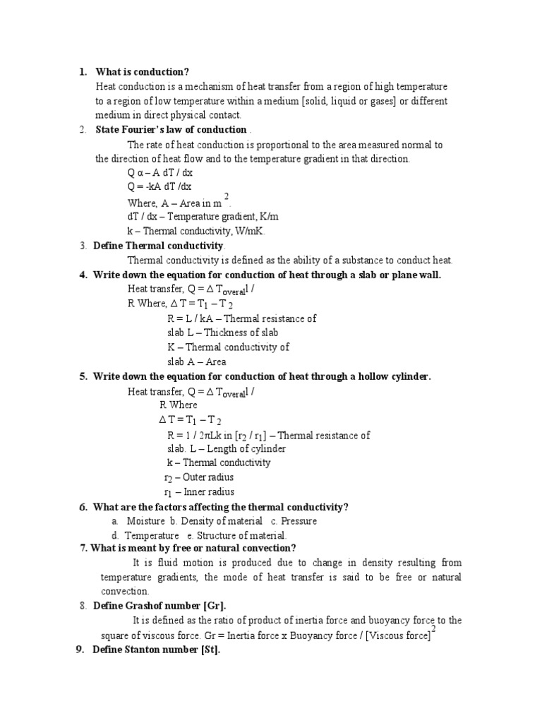 Viva Questions PDF Thermal Conduction Heat Transfer