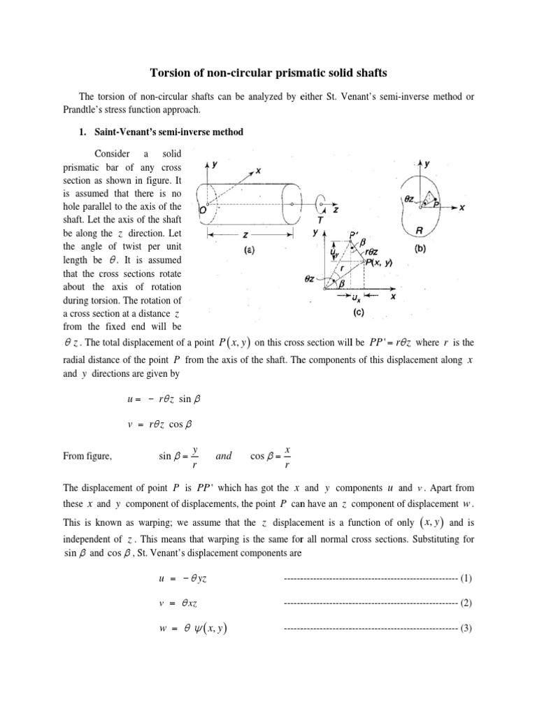 Module 5 Torsion Pdf Stress Mechanics Equations