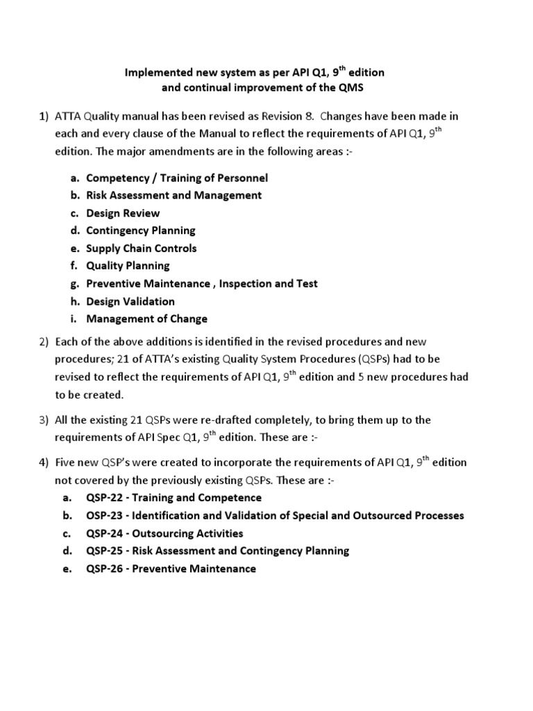 API Q1 | Quality Management System | Accountability