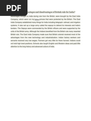 What Were The Advantages And Disadvantages Of British Rule For