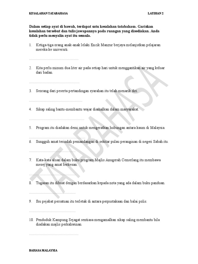 Modul Pt3 Latihan Tatabahasa Pt3 Bahasa Melayu Dengan Jawapan