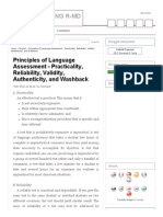 Download Principles of Language Assessment - Practicality Reliability Validity Authenticity and Washback - Blog Lightning R-mdpdf by Patrisha David SN245698460 doc pdf
