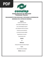 Procedimiento Para Respaldar y Restaurar La Informacion Generada en El Sistema de Nominas