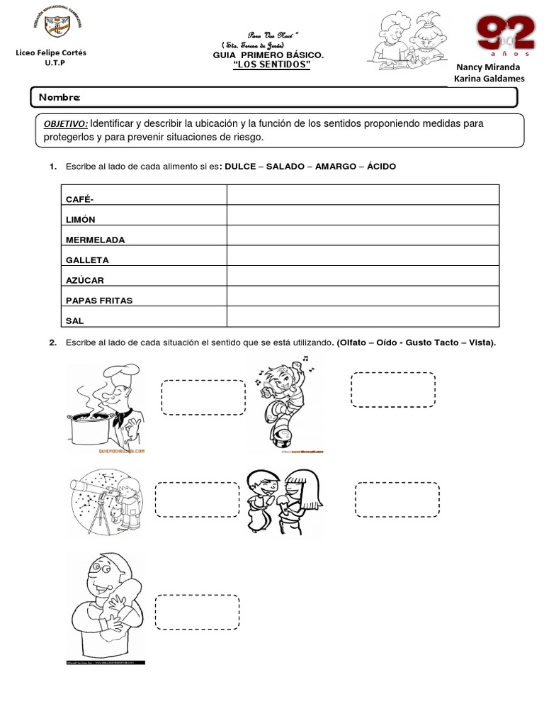 Guía de los Sentidos para Primer Grado | PDF