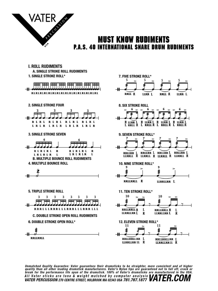 The 40 International Snare Drum Rudiments A Comprehensive List and