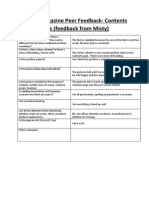 Feedback Contents Page