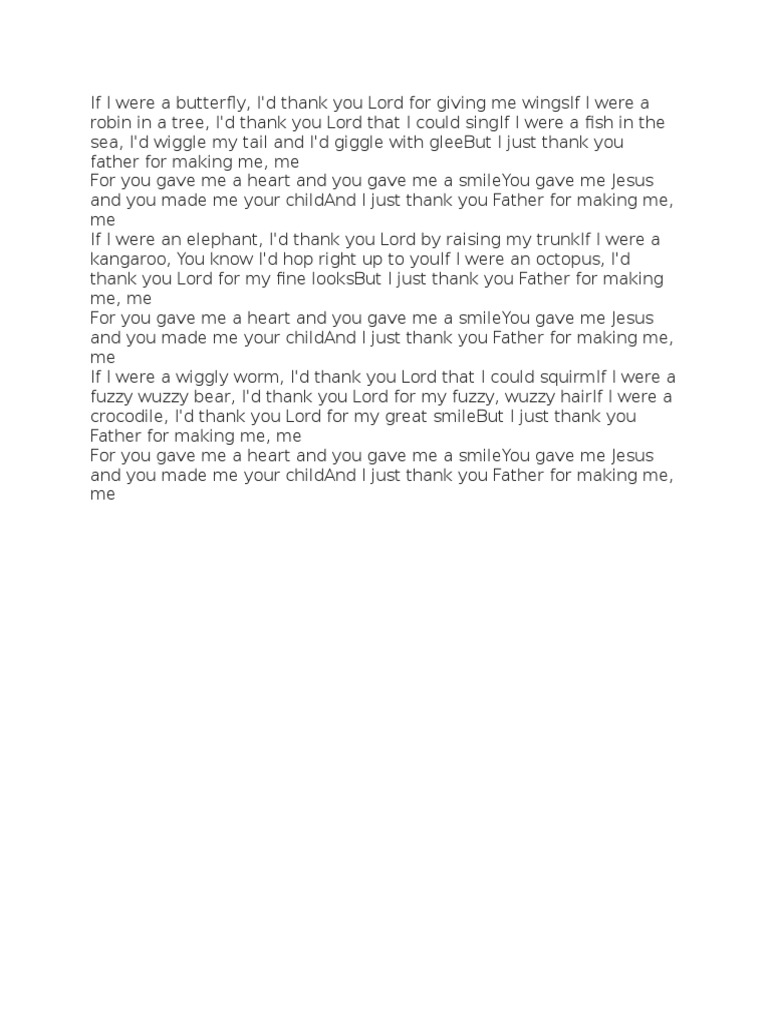 Butterfly Song Lyrics PDF