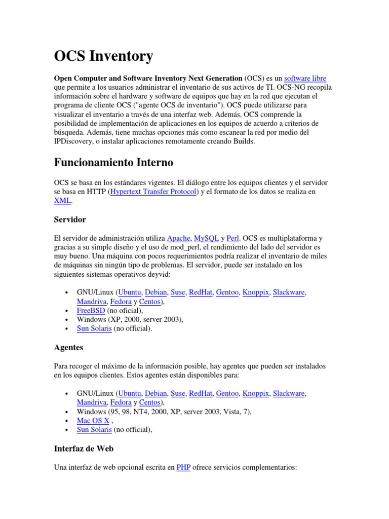 OCS Inventory: Gestión de Activos TI | PDF | Software | Software del ...