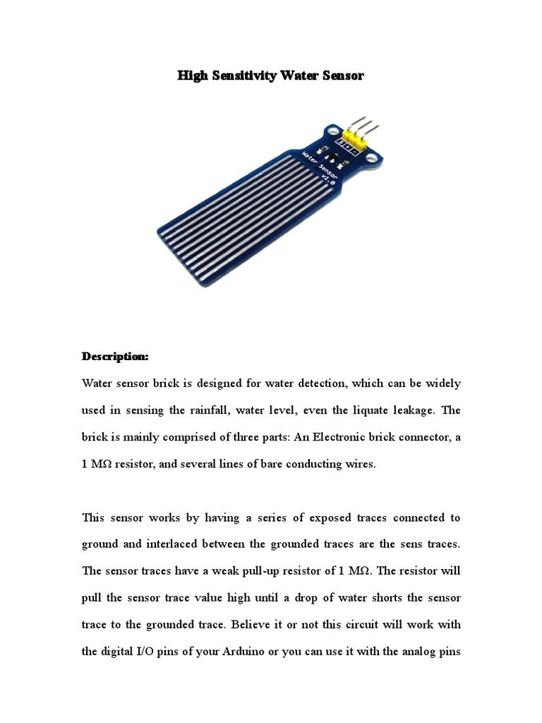 Arduino Water Sensor Guide | PDF | Technology & Engineering