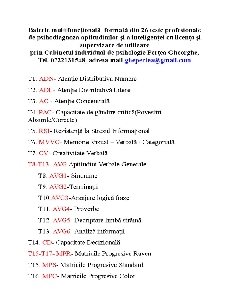 26 Teste Profesionale De Aptitudini Si De InteligenÅ£Ä