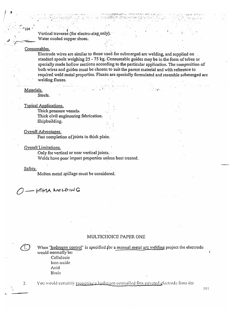 Welding Multiple Choice Questions CSWIP