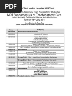 MDT Fundamentals of Tracheostomy Care: Tuesday 15 July 2014