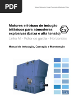 WEG Motores Eletricos de Inducao Trifasicos Para Atmosferas Explosivas Baixa e Alta Tensao Linha m Rotor de Gaiola Horizontais 12352236 Manual Portugues Br