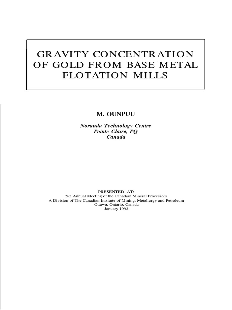 Gravity Gold Recovery in Flotation Mills | PDF | Gold | Mill (Grinding)
