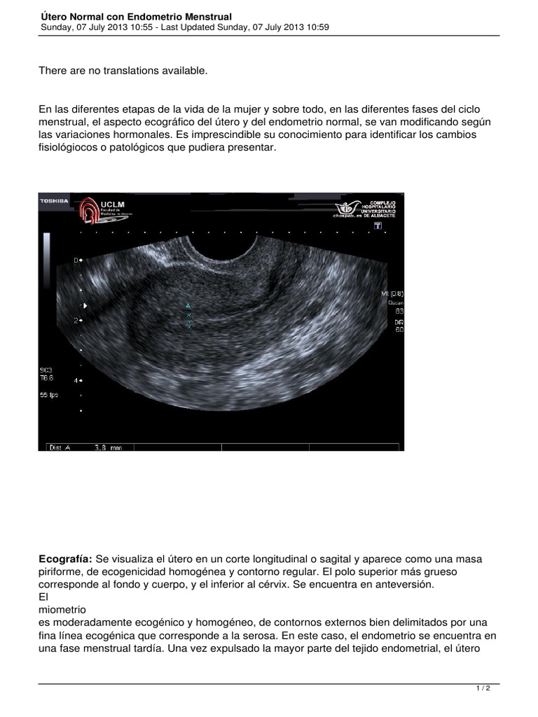 Utero Normal Con Endometrio Menstrual | PDF | Salud y bienestar