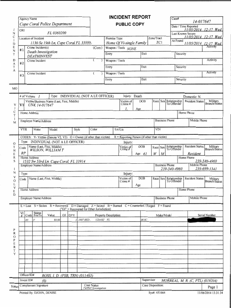 Cape Police Report - Unattended Body | PDF | Public Safety | Law ...