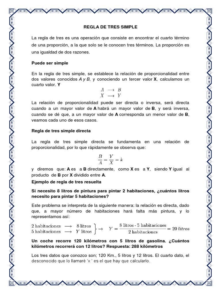 Explicación detallada de la regla de tres simple, incluyendo ejemplos y ...