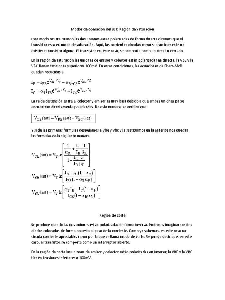 Modos de Operación Del BJT PDF Transistor de unión bipolar Transistor