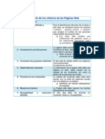 Evaluación de Los Criterios de Las Páginas Web