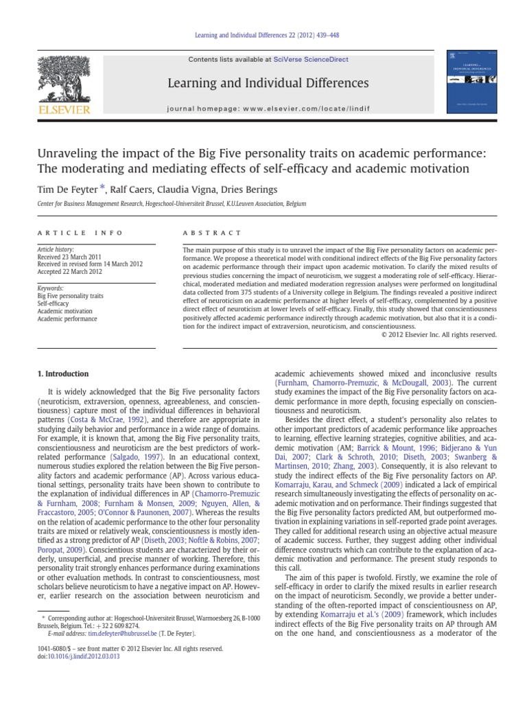 Unraveling The Impact of The Big Five Personality Traits | PDF | Self ...