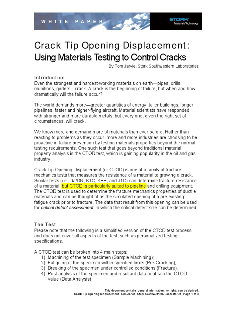 Crack Tip Opening Displacement-WPHead | PDF
