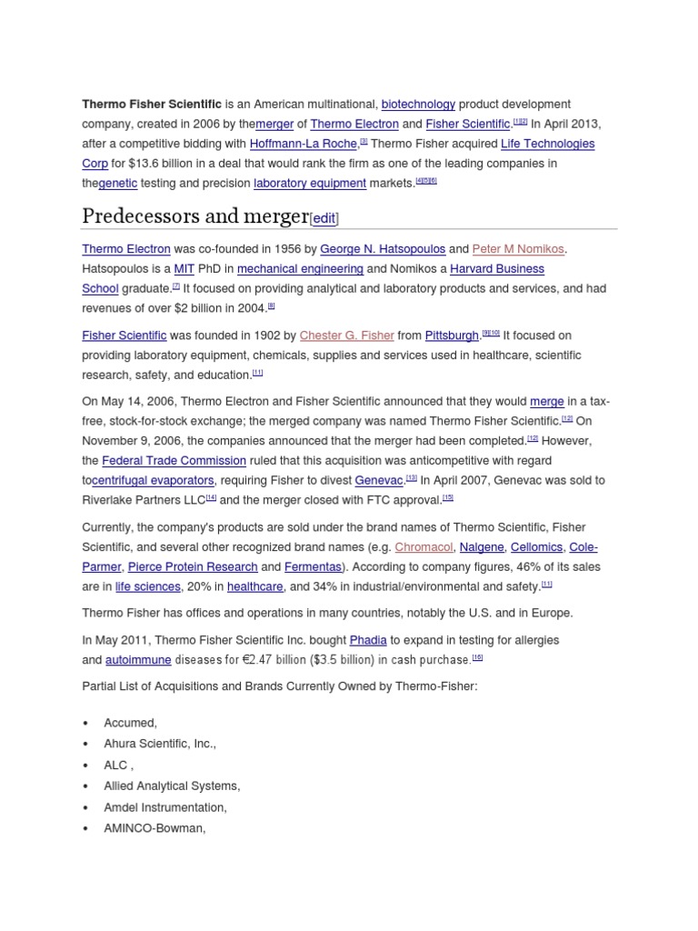 The History and Growth of Thermo Fisher Scientific Through Strategic