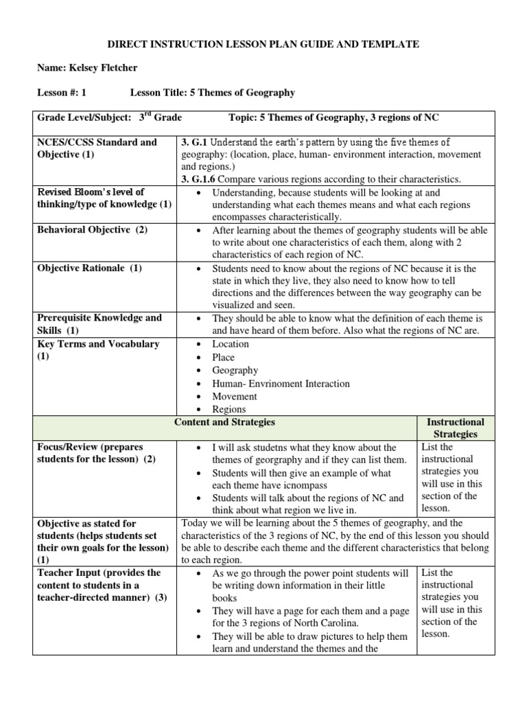 5 Themes of Geography Lesson Plan | PDF | Lesson Plan | Geography