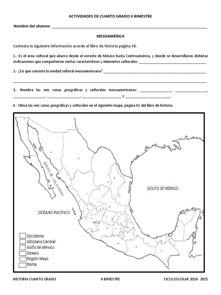 Actividades De Historia 4 Grado De Primaria Nov Dic Civilizacion Maya Mesoamerica