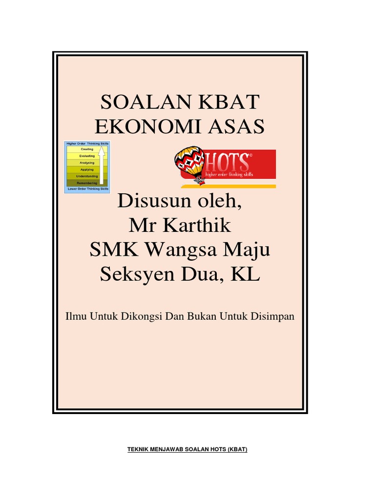 Soalan KBAT Ekonomi Asas
