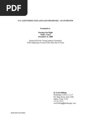 UCC Lien Perfection and Priority Scott Helbing