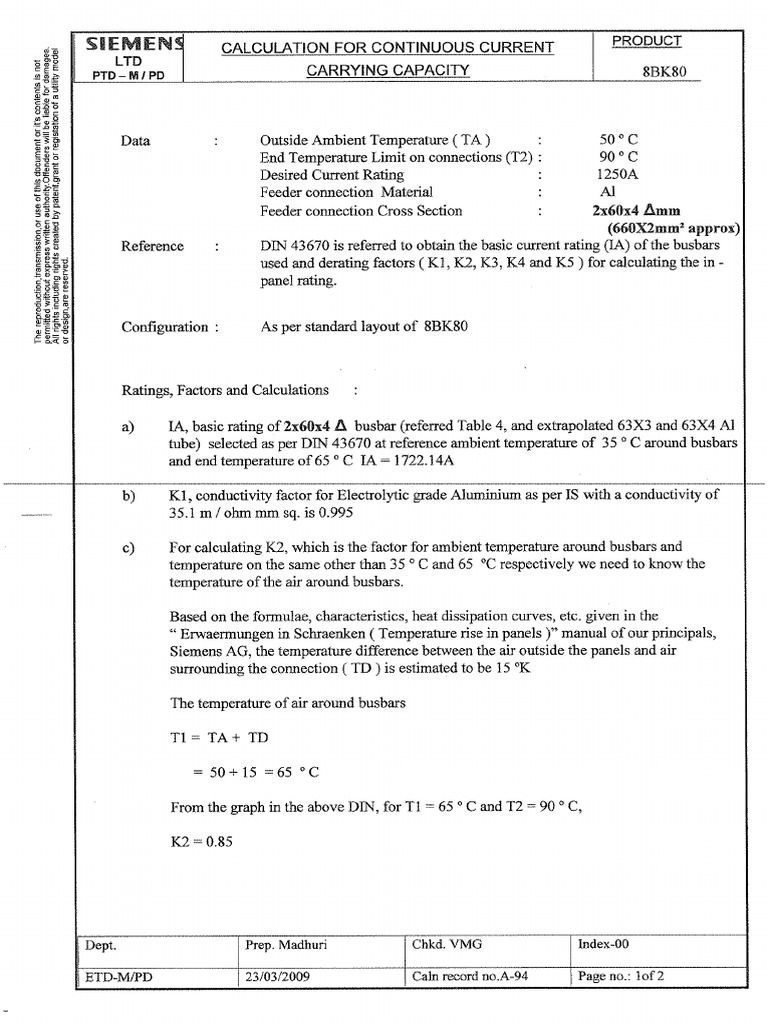 Busbar Calculation | PDF
