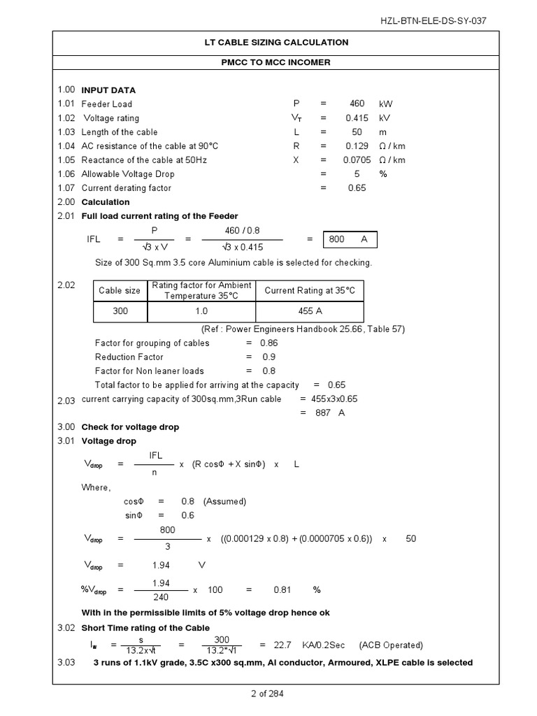 Current Capacity of 300 Sqmm Cable | PDF | Electrical Resistance And ...