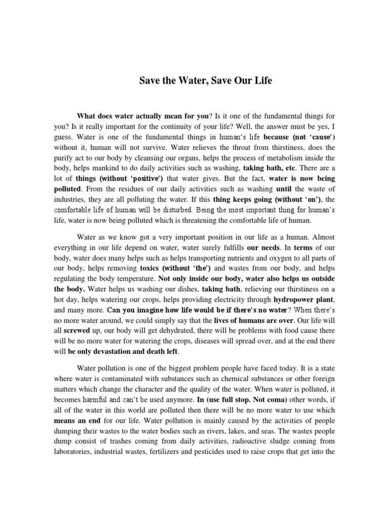 Essay on importance of water in our life