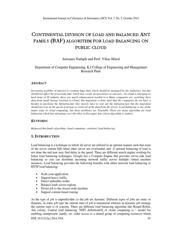 Load Balancing with Ant Algorithm in Cloud | PDF | Load Balancing ...
