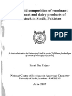 Fatty Acid Composition of Ruminant Milk, Meat and Dairy Products of Livestock in Sindh, Pakistan