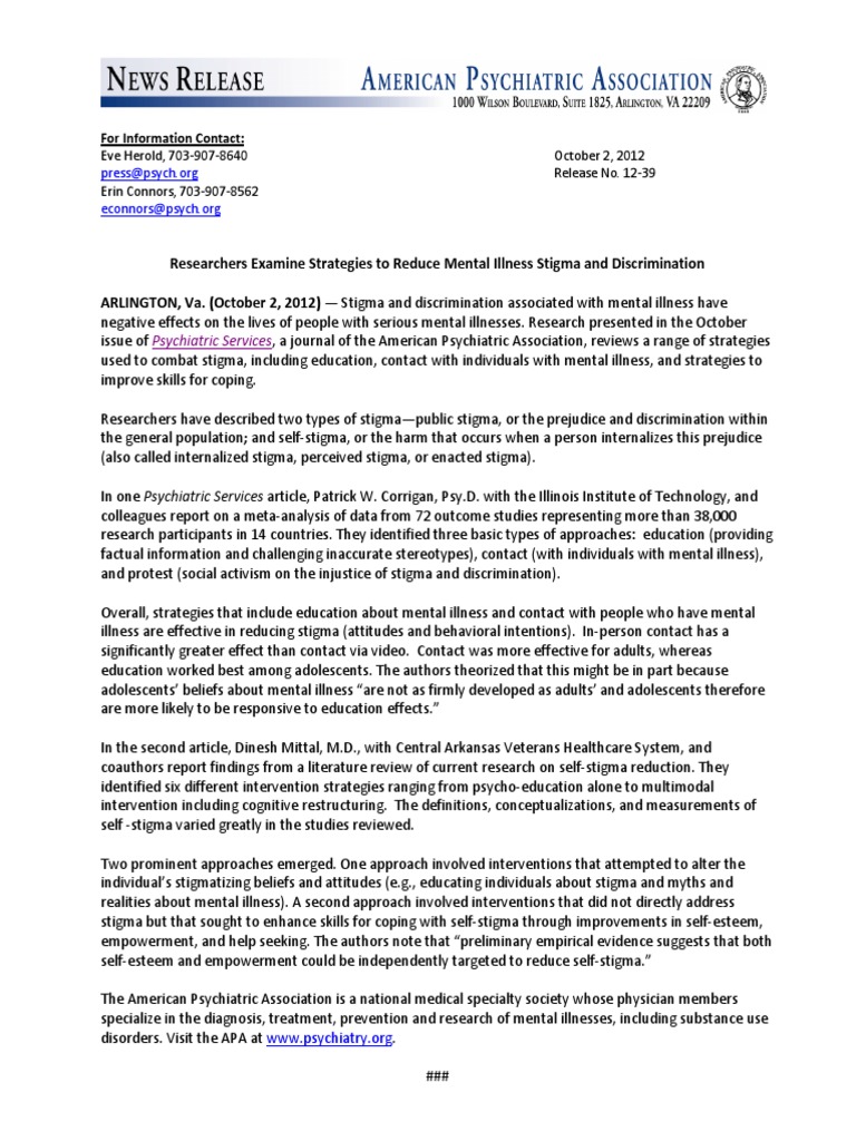Strategies to Combat Mental Illness Stigma | PDF | Social Stigma ...