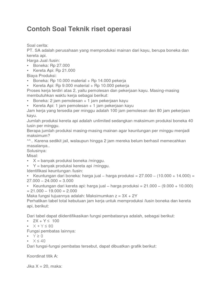 Contoh Soal Teknik Riset Operasi