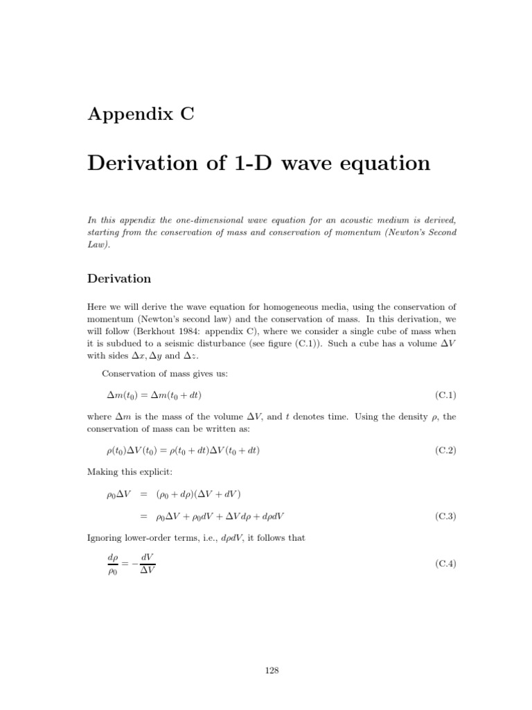 Appendix C. Derivation of The 1D Wave Equation | PDF | Wave Equation ...