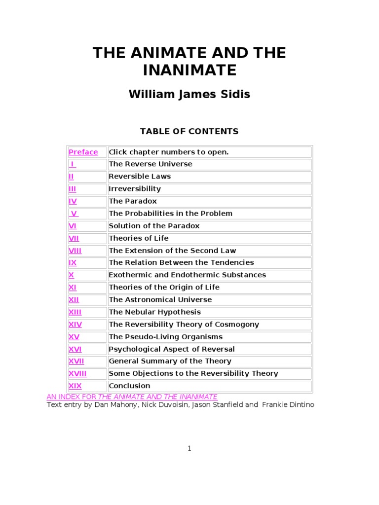 The Animate and The Inanimate - William James Sidis - Google Books