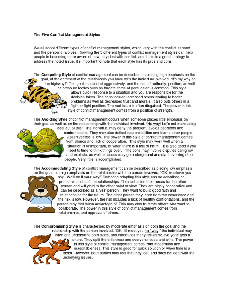 Five Conflict Management Styles Explained | PDF