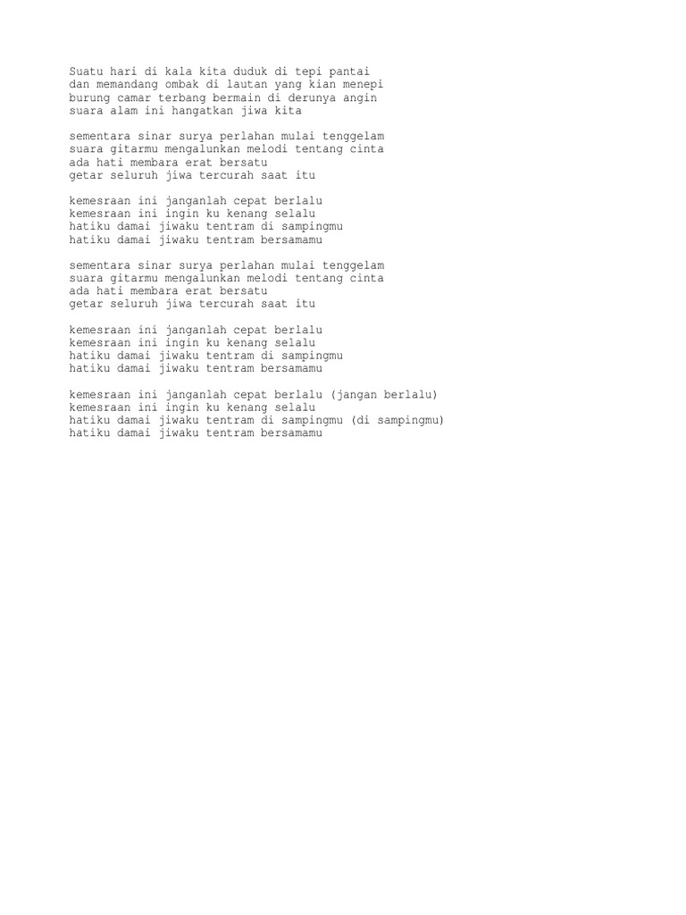 Lirik Lagu Kemesraan